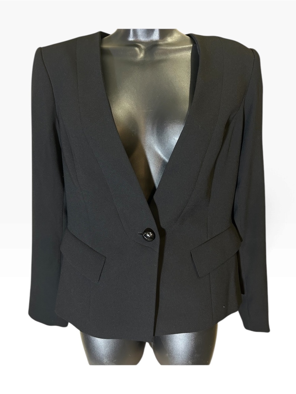 Karl Lagerfeld Black Deep V Single-Button Blazer